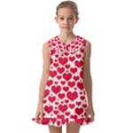 Hearts Valentine Pattern Seamless Kids  Pilgrim Collar Ruffle Hem Dress