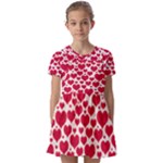 Hearts Valentine Pattern Seamless Kids  Short Sleeve Pinafore Style Dress