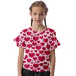 Hearts Valentine Pattern Seamless Kids  Cut Out Flutter Sleeves