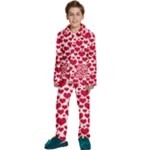 Hearts Valentine Pattern Seamless Kids  Long Sleeve Velvet Pajamas Set