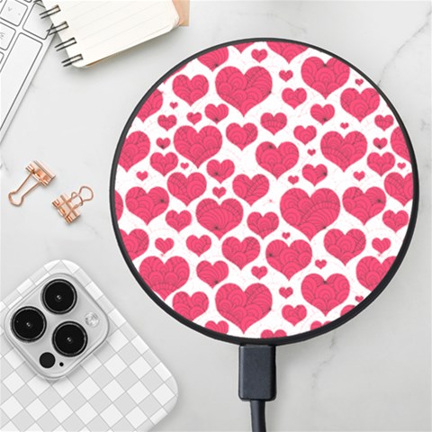 Hearts Valentine Pattern Seamless Wireless Fast Charger(Black) from ArtsNow.com