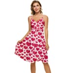 Hearts Valentine Pattern Seamless Sleeveless Tie Front Chiffon Dress