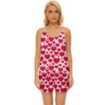 Hearts Valentine Pattern Seamless V-Neck Satin Pajamas Set