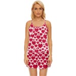 Hearts Valentine Pattern Seamless Satin Pajama Short Set