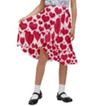 Hearts Valentine Pattern Seamless Kids  Ruffle Flared Wrap Midi Skirt