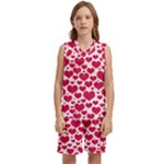 Hearts Valentine Pattern Seamless Kids  Basketball Mesh Set