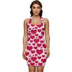 Hearts Valentine Pattern Seamless Sleeveless Wide Square Neckline Ruched Bodycon Dress