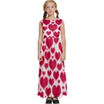 Hearts Valentine Pattern Seamless Kids  Satin Sleeveless Maxi Dress