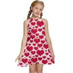 Hearts Valentine Pattern Seamless Kids  Halter Collar Waist Tie Chiffon Dress