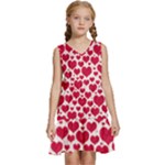 Hearts Valentine Pattern Seamless Kids  Sleeveless Tiered Mini Dress