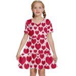 Hearts Valentine Pattern Seamless Kids  Short Sleeve Tiered Mini Dress