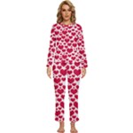 Hearts Valentine Pattern Seamless Womens  Long Sleeve Lightweight Pajamas Set