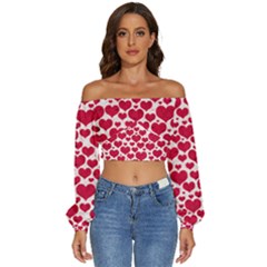 Long Sleeve Crinkled Weave Crop Top 