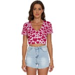 Hearts Valentine Pattern Seamless V-Neck Crop Top