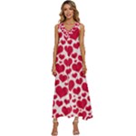 Hearts Valentine Pattern Seamless V-Neck Sleeveless Wide Leg Pants Overalls