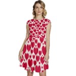 Hearts Valentine Pattern Seamless Cap Sleeve High Waist Dress