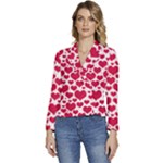 Hearts Valentine Pattern Seamless Women s Long Sleeve Revers Collar Cropped Jacket