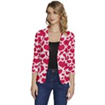 Hearts Valentine Pattern Seamless Women s One-Button 3/4 Sleeve Short Jacket