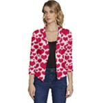 Hearts Valentine Pattern Seamless Women s Casual 3/4 Sleeve Spring Jacket