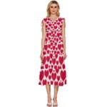 Hearts Valentine Pattern Seamless V-Neck Drawstring Shoulder Sleeveless Maxi Dress