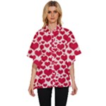 Hearts Valentine Pattern Seamless Women s Batwing Button Up Shirt