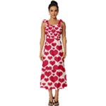 Hearts Valentine Pattern Seamless Tie-Strap Tiered Midi Chiffon Dress