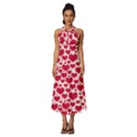 Hearts Valentine Pattern Seamless Sleeveless Cross Front Cocktail Midi Chiffon Dress