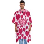 Hearts Valentine Pattern Seamless Men s Hooded Rain Ponchos