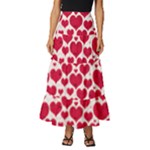 Hearts Valentine Pattern Seamless Tiered Ruffle Maxi Skirt