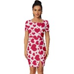 Hearts Valentine Pattern Seamless Fitted Knot Split End Bodycon Dress