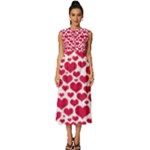 Hearts Valentine Pattern Seamless Sleeveless Round Neck Midi Dress