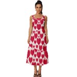 Hearts Valentine Pattern Seamless Square Neckline Tiered Midi Dress