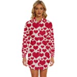 Hearts Valentine Pattern Seamless Womens Long Sleeve Shirt Dress