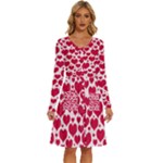 Hearts Valentine Pattern Seamless Long Sleeve Dress With Pocket