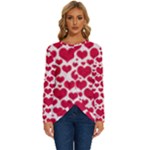 Hearts Valentine Pattern Seamless Long Sleeve Crew Neck Pullover Top