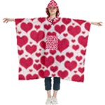 Hearts Valentine Pattern Seamless Women s Hooded Rain Ponchos