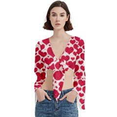 Hearts Valentine Pattern Seamless Trumpet Sleeve Cropped Top from ArtsNow.com