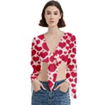 Hearts Valentine Pattern Seamless Trumpet Sleeve Cropped Top