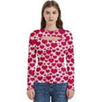 Hearts Valentine Pattern Seamless Women s Cut Out Long Sleeve T-Shirt