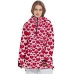 Hearts Valentine Pattern Seamless Women s Pullover Zip Ski and Snowboard Waterproof Breathable Jacket