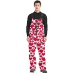 Hearts Valentine Pattern Seamless Men s Front Zip Ski And Snowboard Bib Pants