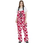 Hearts Valentine Pattern Seamless Women s Front Zip Ski And Snowboard Bib Pants