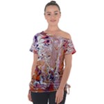 Pour Flames Off Shoulder Tie-Up T-Shirt