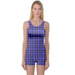 Blue Tartan Plaid 1 One Piece Boyleg Swimsuit