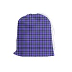 Blue Tartan Plaid 1 Drawstring Pouch (Large)