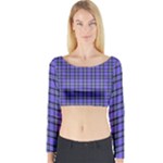 Blue Tartan Plaid 1 Long Sleeve Crop Top