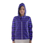 Blue Tartan Plaid 1 Women s Hooded Windbreaker