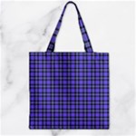 Blue Tartan Plaid 1 Zipper Grocery Tote Bag