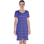 Blue Tartan Plaid 1 Short Sleeve Nightdress