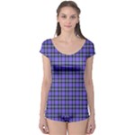 Blue Tartan Plaid 1 Boyleg Leotard 